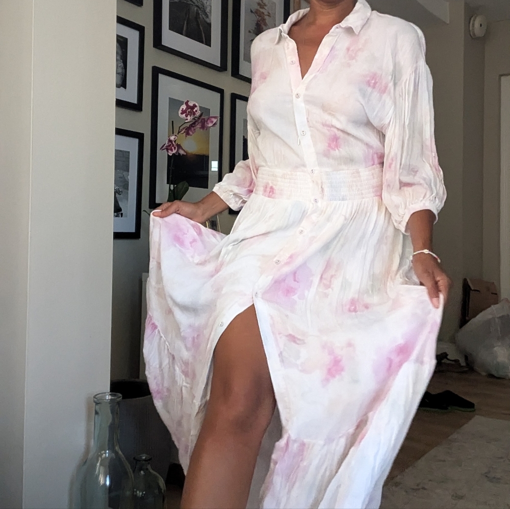 Water Color Print Floral Garden Boho Dress